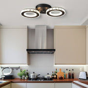 NOVA Rotonda LED Chandelier with Crystals, Remote Control, 2 Light Sources, 29W, Black & Stainless Steel