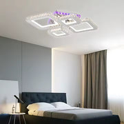 NOVA Rhomba LED Chandelier with Crystals, 4 Light Sources, RGB, with Remote Control, 60W, Glossy Chrome