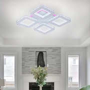 LED LED LEULA with remote control, 79W, chrome with white, metal and crystal, daisy, RGB