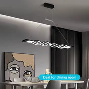 LED chandelier suspended with Wave remote control, 76W, adjustable height, cold/hot/neutral light, unstable, black