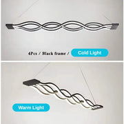 LED chandelier suspended with Wave remote control, 76W, adjustable height, cold/hot/neutral light, unstable, black