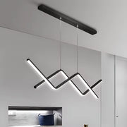 Suspended LED chandelier with remote control ZIGZAG 48W, Cold/Warm/Neutral light, Dimmable, Black, Height Adjustable