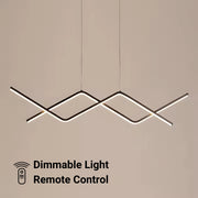 Suspended LED chandelier with remote control ZIGZAG 48W, Cold/Warm/Neutral light, Dimmable, Black, Height Adjustable