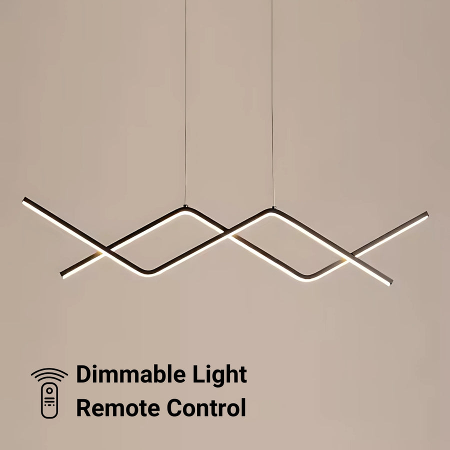 Suspended LED chandelier with remote control ZIGZAG 48W, Cold/Warm/Neutral light, Dimmable, Black, Height Adjustable