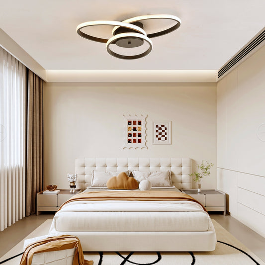 LED chandelier with remote control ECATERINA 59W, Cold/Warm/Neutral light, Dimmable, Black, Height Adjustable