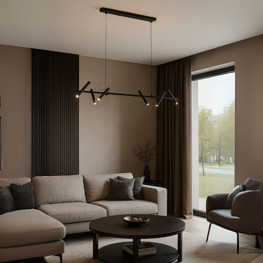 LED chandelier with Harman remote control, 23W, 6 Sources, Neutral Light, Black