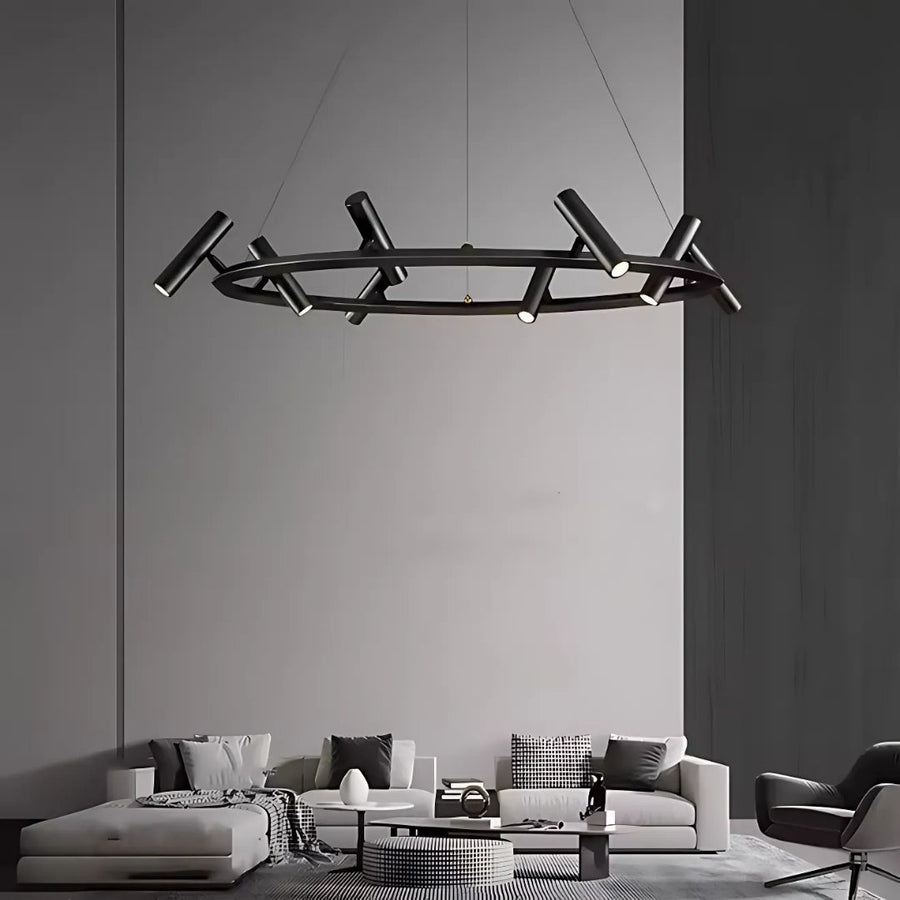 LED chandelier with Harman remote control, 29W, 8 Sources, Neutral Light, Black
