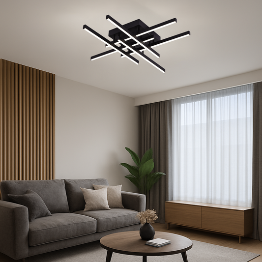 LED Chandelier with Remote Control LINEX, 63W, 6 Elements, Linear, Cold/Warm/Neutral light, Dimmable, Black