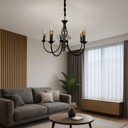 Crystal chandelier pearl, 5xe14, black, adjustable height
