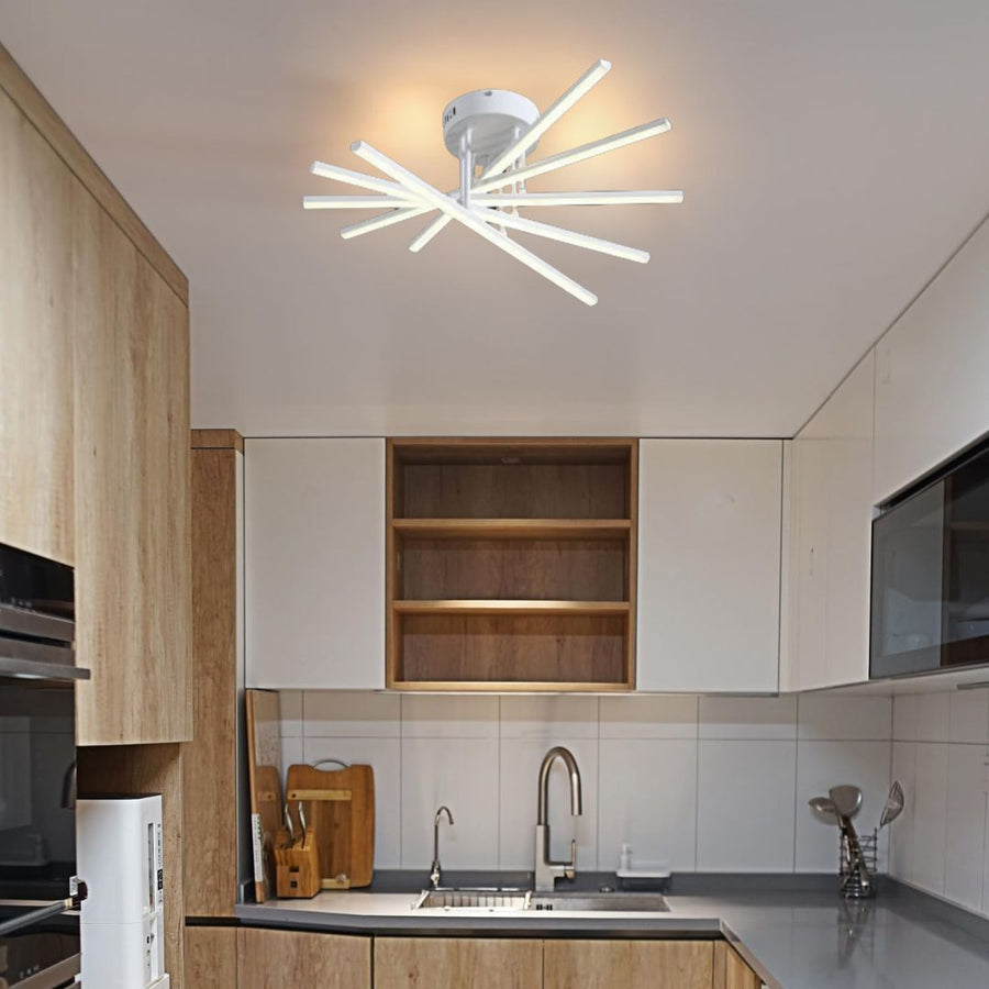 GIO Remote Control LED Chandelier, 90W, 5 Elements, Cold/Cool/Neutral Light, Dimmable, White