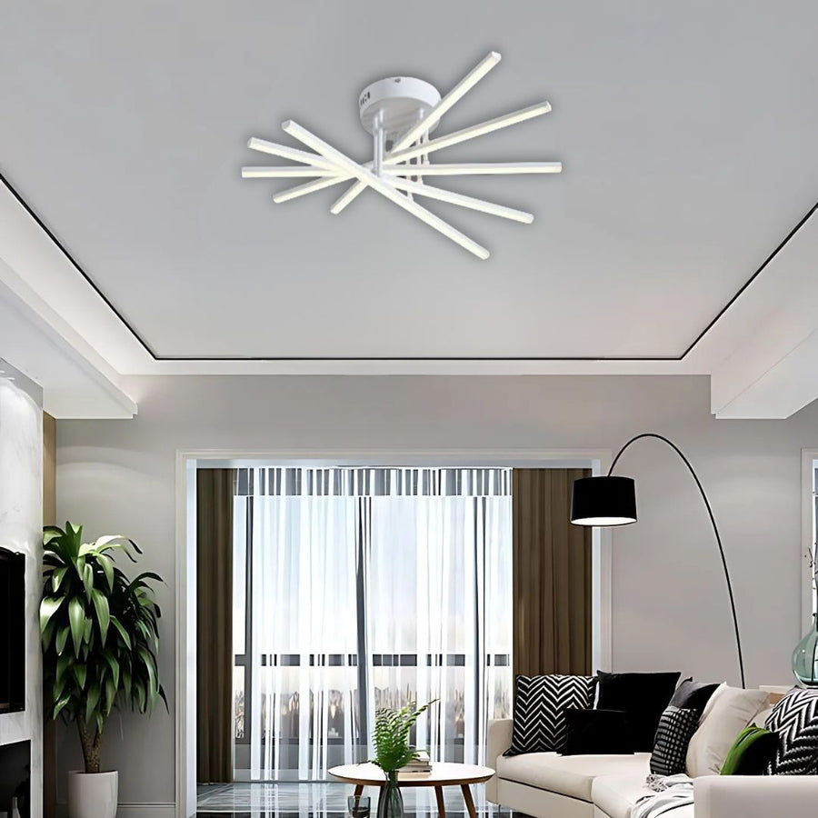 GIO Remote Control LED Chandelier, 90W, 5 Elements, Cold/Cool/Neutral Light, Dimmable, White