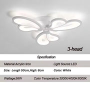 LED Chandelier with Remote Control BLOSSOM, 43W, 3 Petals, Cold/Warm/Neutral Light, Dimmable, White
