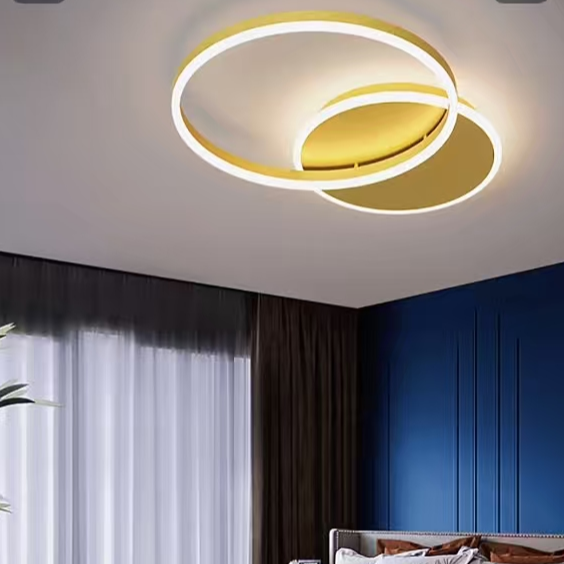 Dario LED Chandelier, 2 Circles, 47W, Cold/Warm/Neutral Light, Gold