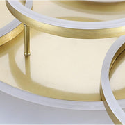 LED Chandelier with DARIO Remote Control, 5 circles, 138W, Warm/Cold/Neutral Light, Dimmable, Gold