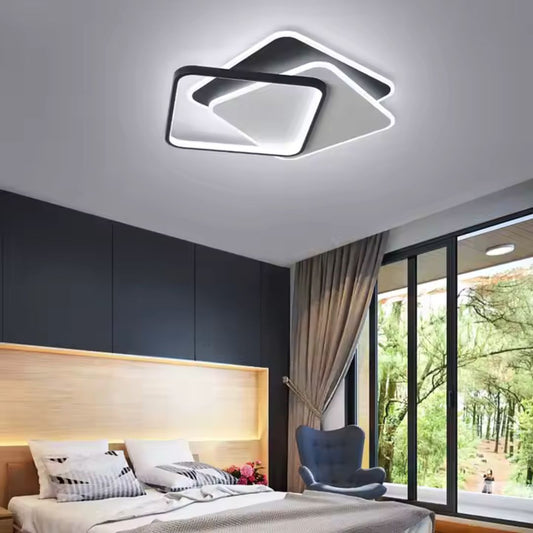 LED chandelier with remote control OBLICO 120W, 3 Squares, Cold/Warm/Neutral light, Dimmable, Black