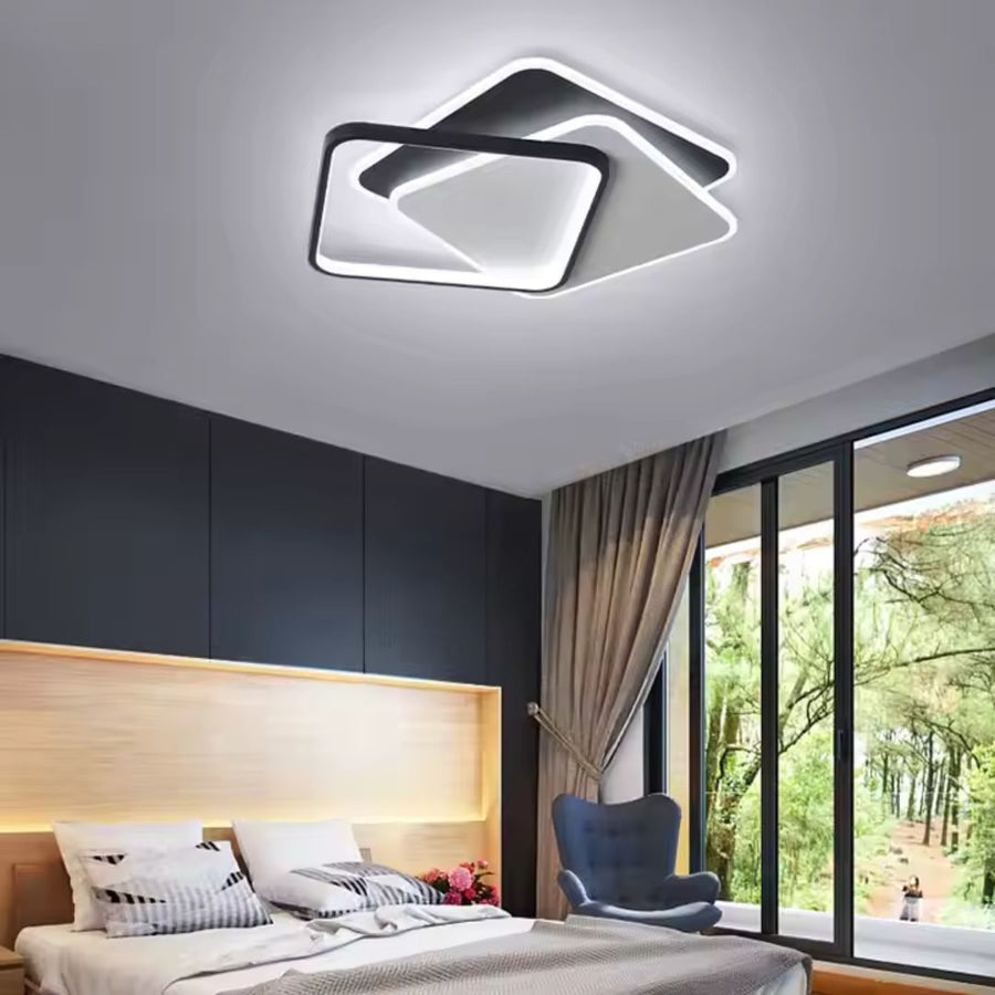 LED chandelier with remote control OBLICO 120W, 3 Squares, Cold/Warm/Neutral light, Dimmable, Black