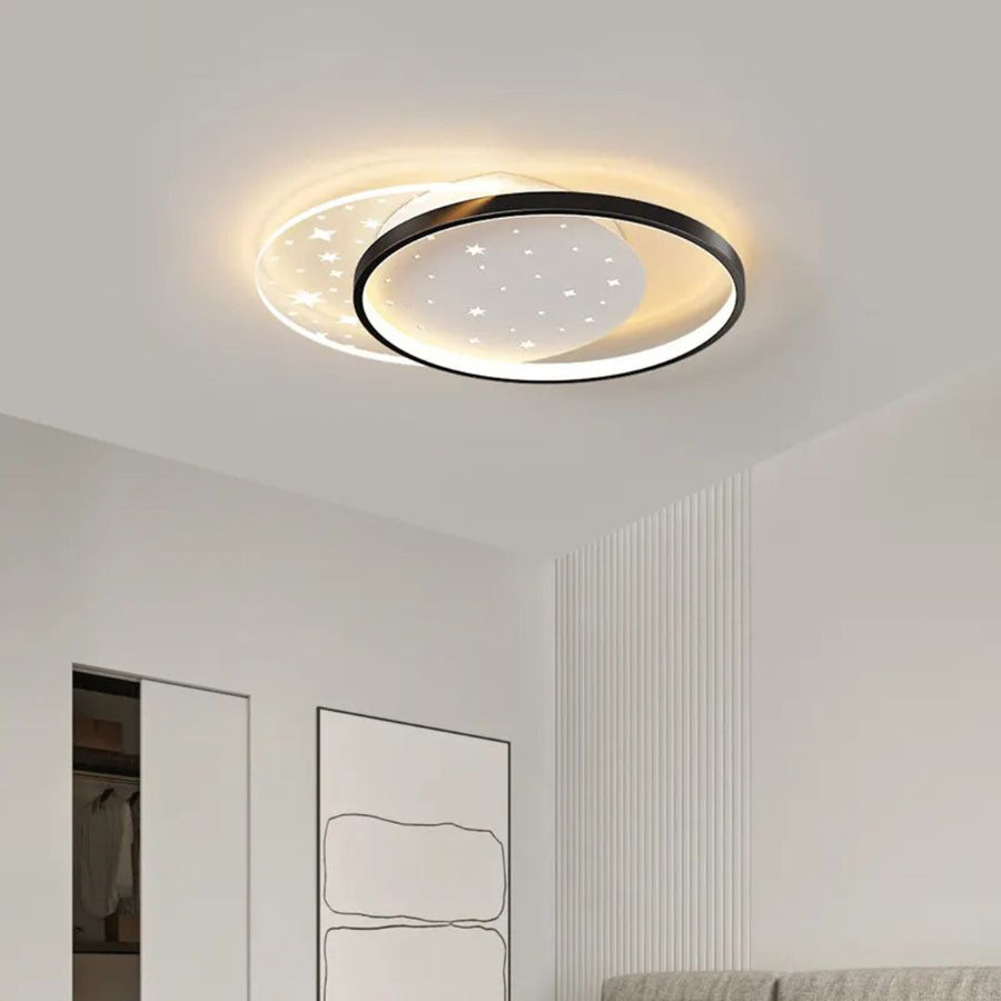 LED chandelier with remote control LUNARO 110W, 2 Circles, Cold/Warm/Neutral light, Dimmable, Black White