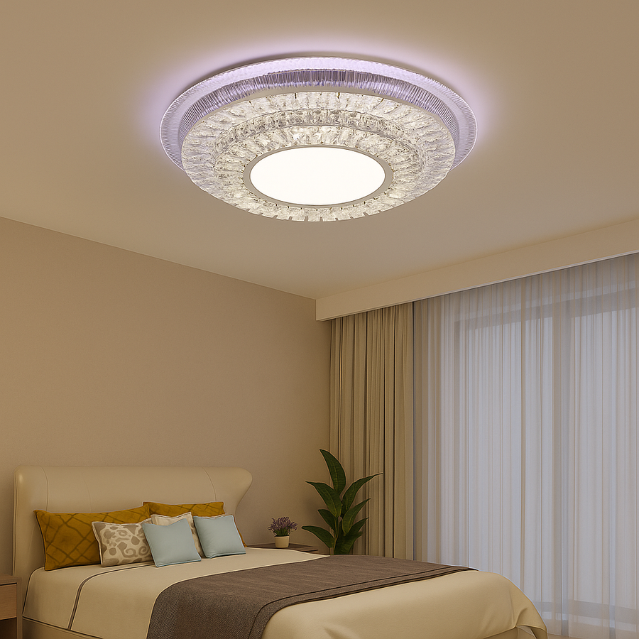 LED chandelier with MIRALUX RGB remote control, 70W, Blue/Cold/Warm light, Dimmable, White