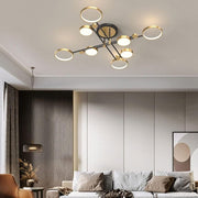 LED Chandelier with Remote Control MARIA, 8 Elements, 63W, Warm/Cold/Neutral Light, Dimmable, Gold
