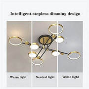 LED Chandelier with Remote Control MARIA, 8 Elements, 63W, Warm/Cold/Neutral Light, Dimmable, Gold