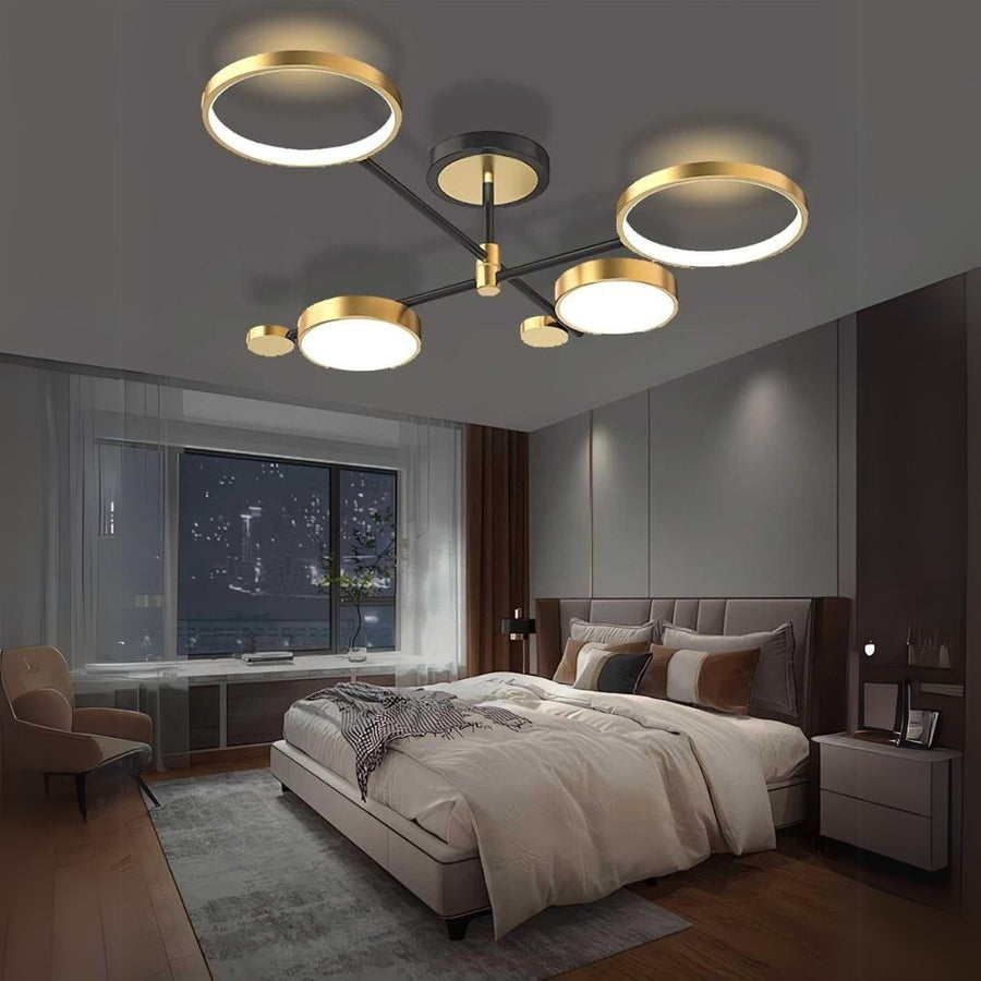 LED Chandelier with Remote Control MARIA, 4 Elements, 44W, Warm/Cold/Neutral Light, Dimmable, Gold