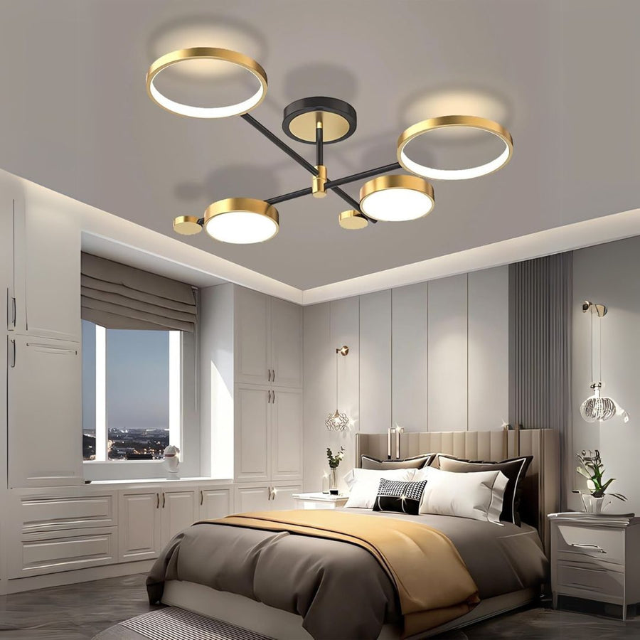 LED Chandelier with Remote Control MARIA, 4 Elements, 44W, Warm/Cold/Neutral Light, Dimmable, Gold