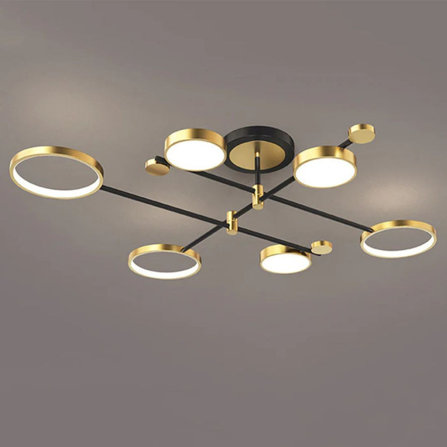 LED Chandelier with Remote Control MARIA, 6 Elements, 63W, Warm/Cold/Neutral Light, Dimmable, Gold