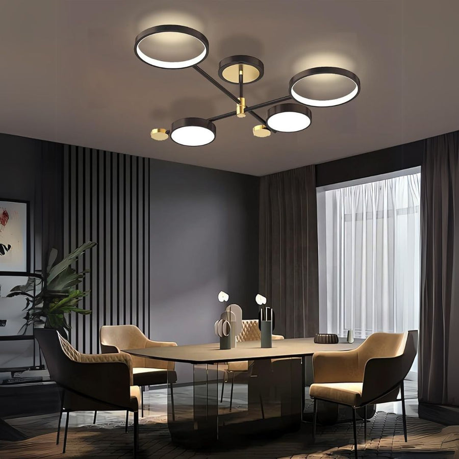 LED Chandelier with Remote Control MARIA, 45W, 4 Elements, Warm/Cold/Neutral Light, Dimmable, Black