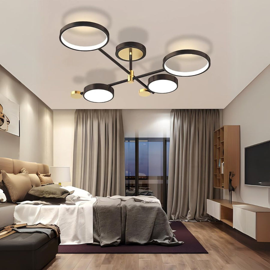 LED Chandelier with Remote Control MARIA, 45W, 4 Elements, Warm/Cold/Neutral Light, Dimmable, Black