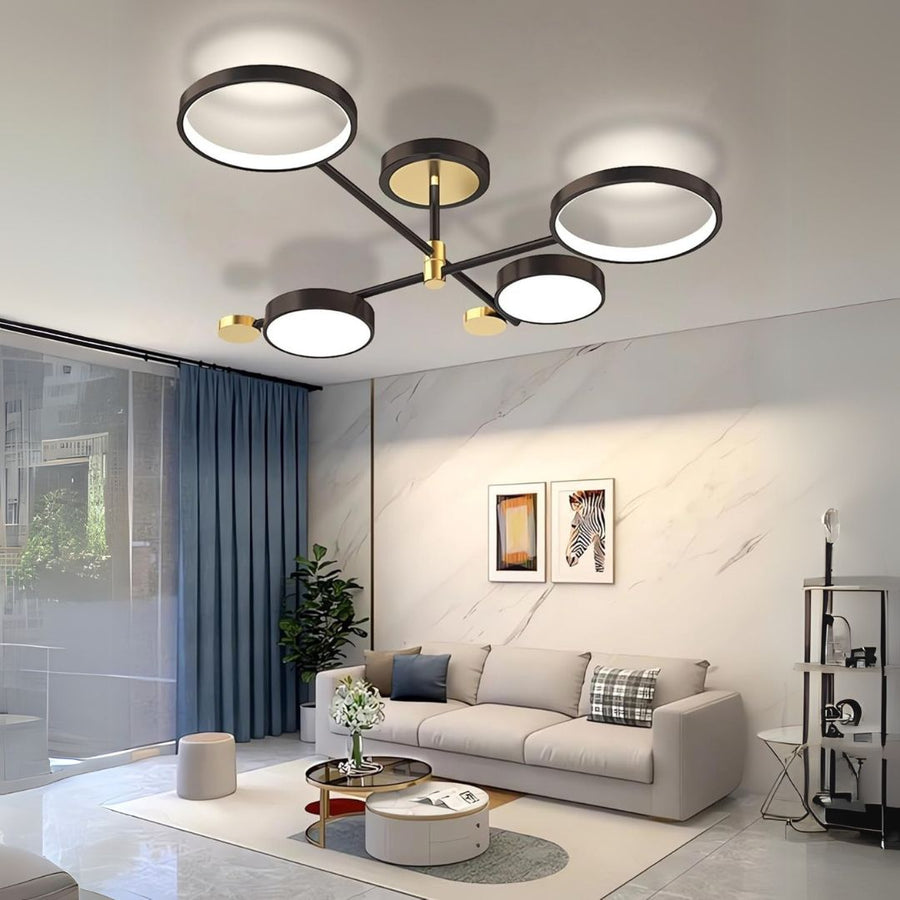 LED Chandelier with Remote Control MARIA, 45W, 4 Elements, Warm/Cold/Neutral Light, Dimmable, Black