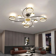 KARINA LED Chandelier with Remote Control, 65W, 8 Elements, Warm/Cold/Neutral Light, Dimmable, Gold