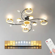 KARINA LED Chandelier with Remote Control, 65W, 8 Elements, Warm/Cold/Neutral Light, Dimmable, Gold