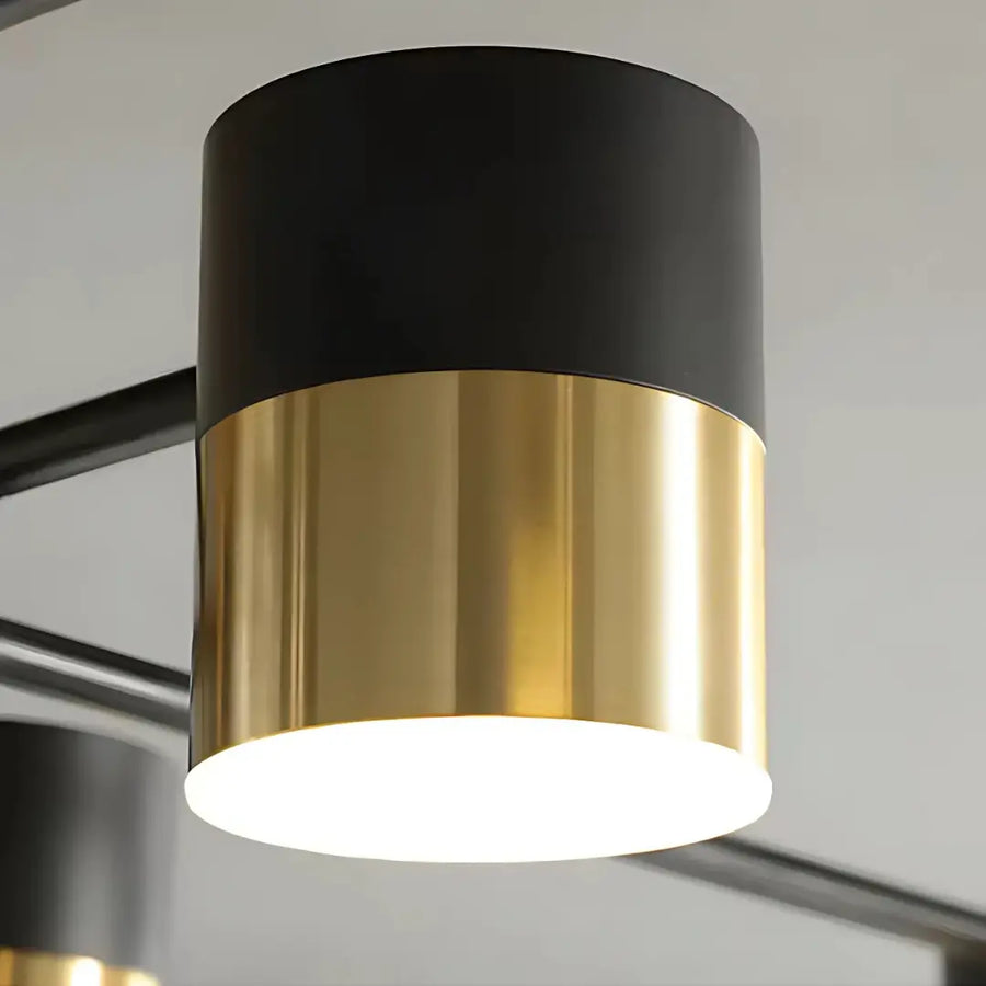 LED Chandelier with Remote Control MARIO, 56W, 8 Elements, Cold/Warm/Neutral Light, Dimmable, Black/Gold