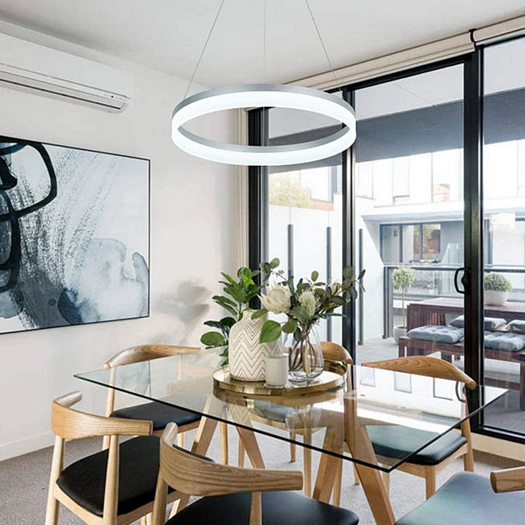 LED chandelier with remote control ANINA 33W, Cold/Warm/Neutral light, Dimmable, White, Height Adjustable