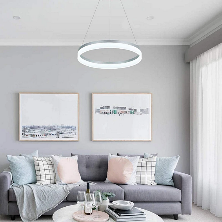 LED chandelier with remote control ANINA 33W, Cold/Warm/Neutral light, Dimmable, White, Height Adjustable