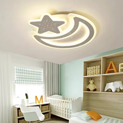 Nova LED Chandelier with Remote Control, Dimmable, Moon and Star Shape, White Acrylic