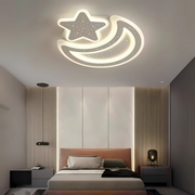 Nova LED Chandelier with Remote Control, Dimmable, Moon and Star Shape, White Acrylic
