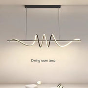 LED Pendant Chandelier with Remote Control RIBBON, 66W, Adjustable Height, Cold/Warm/Neutral Light, Dimmable, Black
