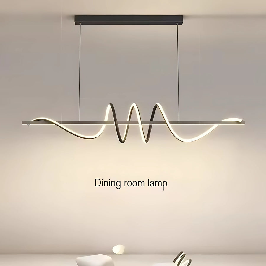 Suspended LED chandelier with remote control RIBBON 66W, Linear, Cold/Warm/Neutral light, Dimmable, Black, Height Adjustable