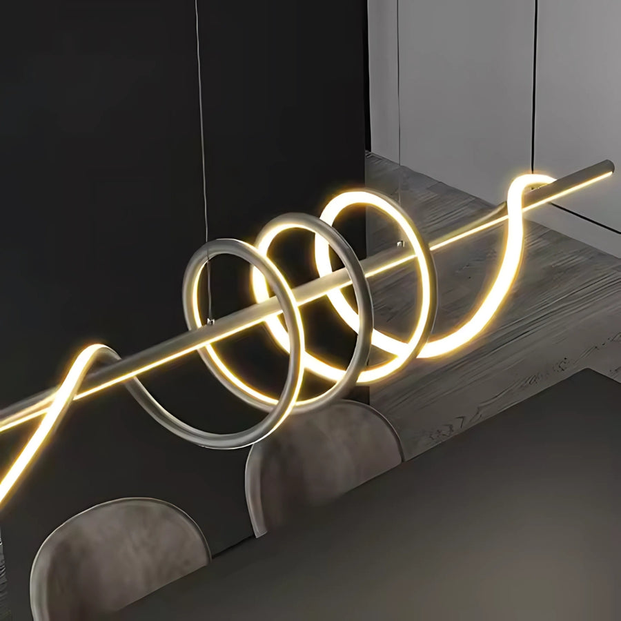 Suspended LED chandelier with remote control RIBBON 66W, Linear, Cold/Warm/Neutral light, Dimmable, Black, Height Adjustable