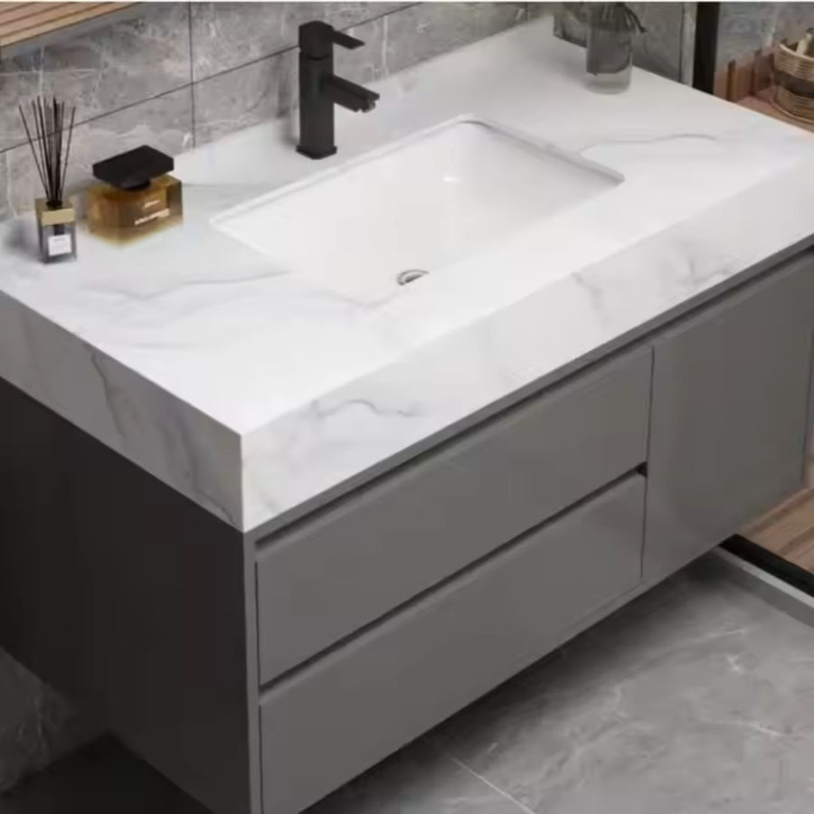 SANTORINI Bathroom Furniture Set, 80x50cm, 2 Pieces, Gray and White