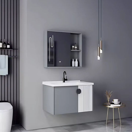 MYKONOS Bathroom Furniture Set, 80x40cm, 2 Pieces, Gray and White