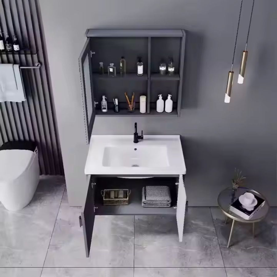 MYKONOS Bathroom Furniture Set, 80x40cm, 2 Pieces, Gray and White