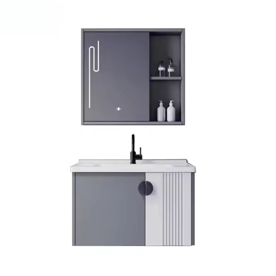 MYKONOS Bathroom Furniture Set, 80x40cm, 2 Pieces, Gray and White