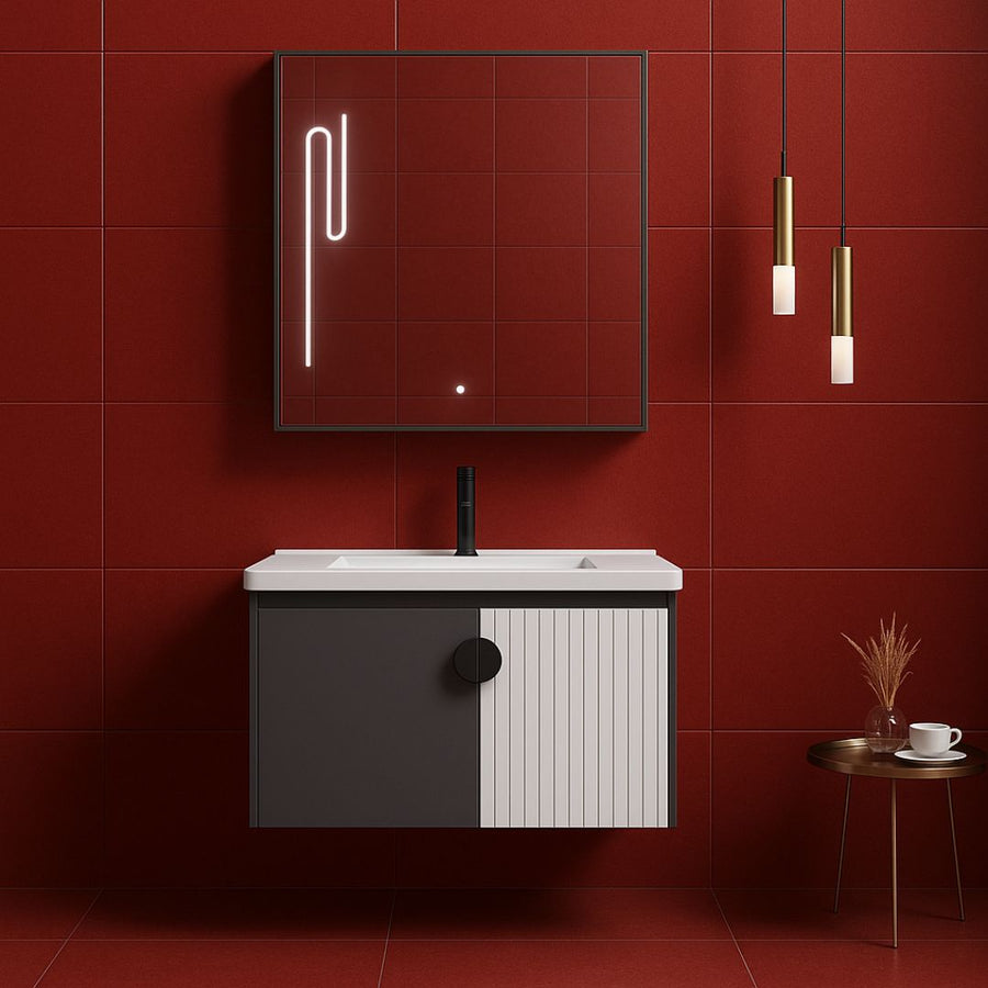 MYKONOS Bathroom Furniture Set, 60x40cm, 2 Pieces, Gray and White