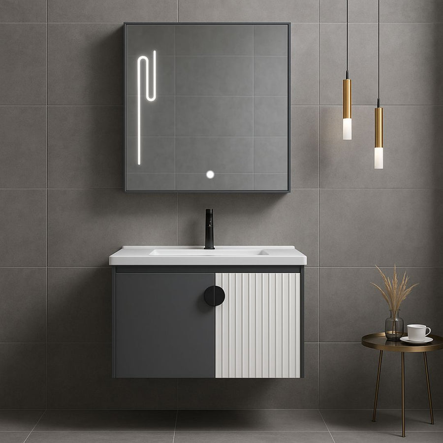 MYKONOS Bathroom Furniture Set, 60x40cm, 2 Pieces, Gray and White