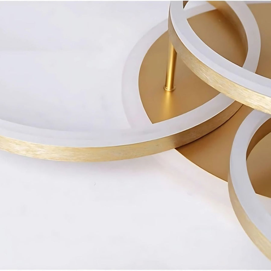 LED Chandelier with DARIO Remote Control, 4 circles, 112W, Warm/Cold/Neutral Light, Dimmable, Gold