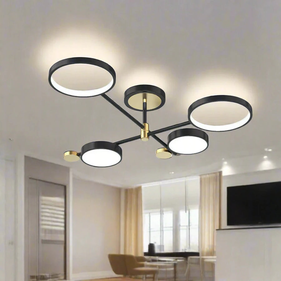 LED Chandelier with Remote Control MARIA, 45W, 4 Elements, Warm/Cold/Neutral Light, Dimmable, Black