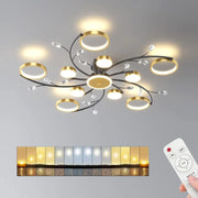 KARINA LED Chandelier with Remote Control, 68W, 10 Elements, Warm/Cold/Neutral Light, Dimmable, Gold