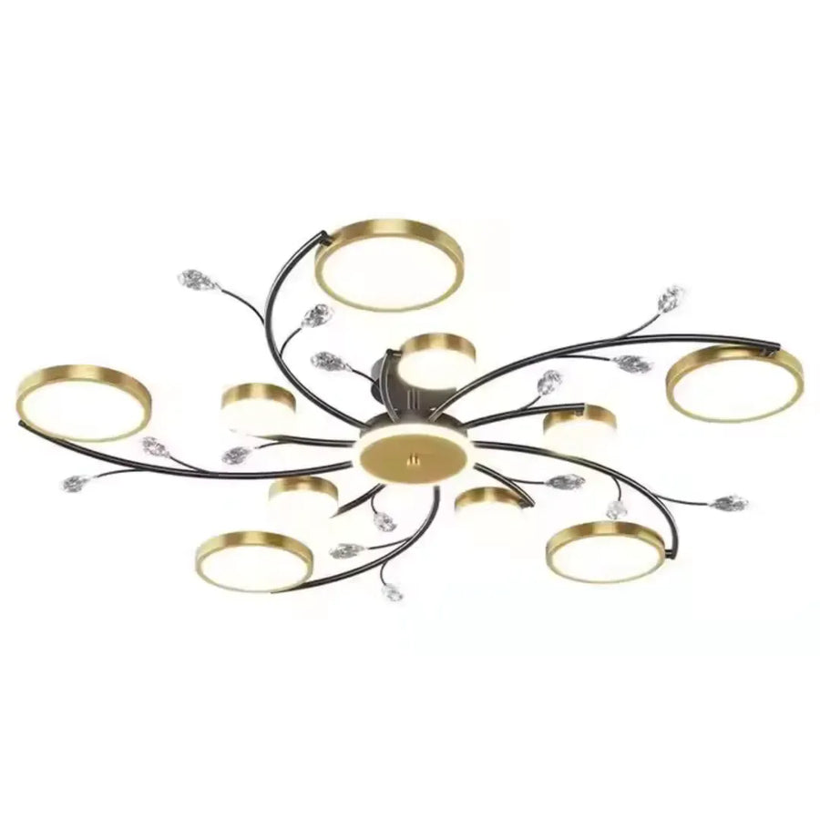 KARINA LED Chandelier with Remote Control, 68W, 10 Elements, Warm/Cold/Neutral Light, Dimmable, Gold